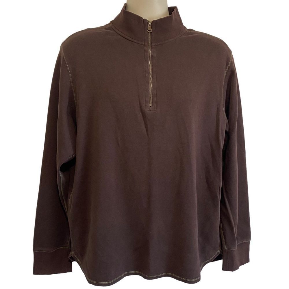 ROBERT GRAHAM Brown 1/4 Zip Pullover Sweater